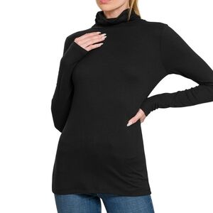 ZENANA turtleneck top in Black